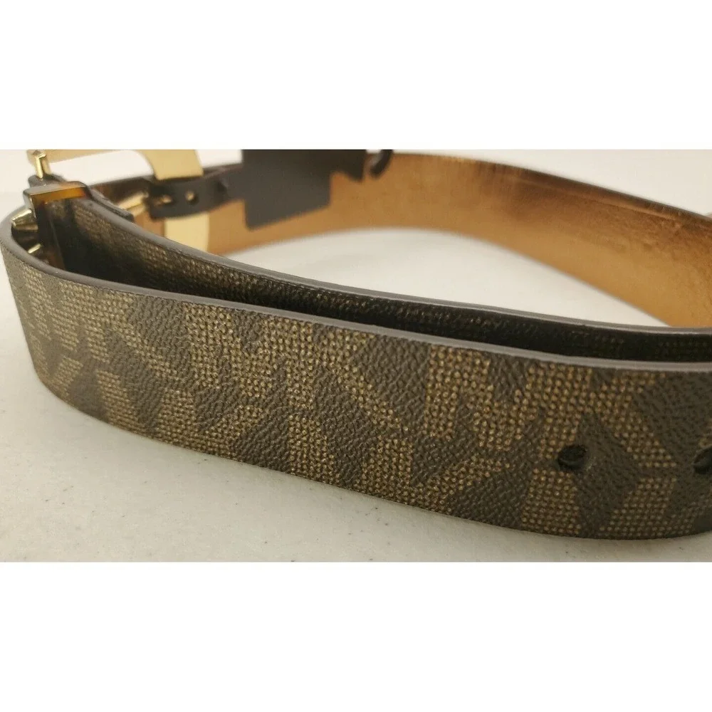 Michael Kors MK Signature Belt Logo Jacquard Brown Women's Sz‎ MD NEW!